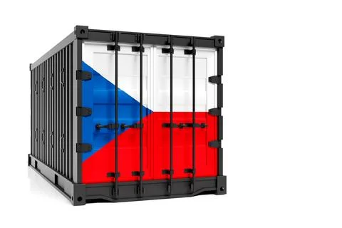 The concept of  Czech export-import, container transporting and national deli 库存插图