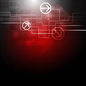 Concept dark red technology design Creative vector hi-tech design with arr... Stockfoto's