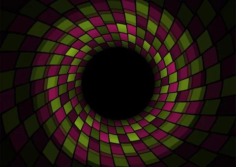 Concept dark tunnel from round forms with squares abstract tech background 스톡 일러스트
