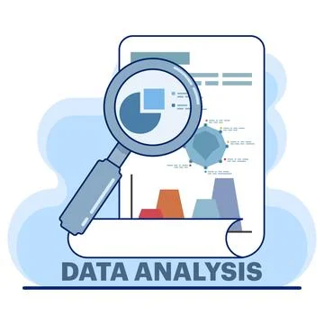 Concept of data analysis and financial research with data analysis 스톡 일러스트