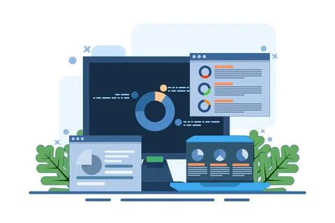 Concept of data and information displayed on dashboard Stock Illustration