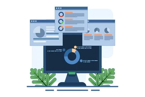 Concept of data and information displayed on dashboard Stock Illustration