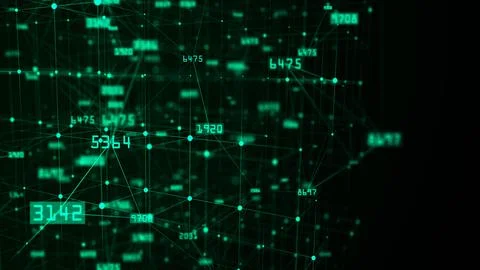 The concept of data connection in the blockchain network. Digital cyberspac.. Illustrazione stock