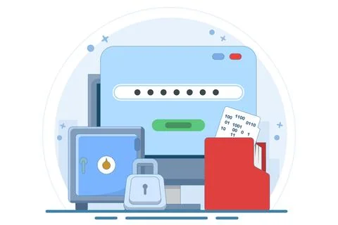 Concept of data encryption vault with password Stock Illustration