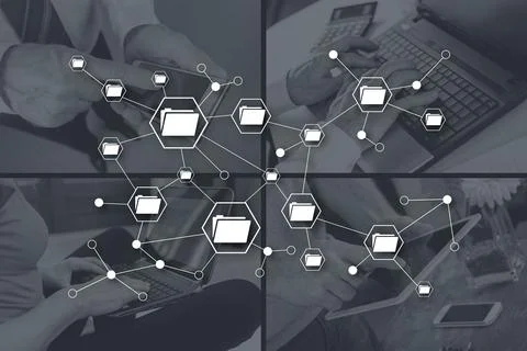 Concept of data exchange Stockfoto's