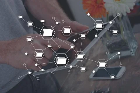 Concept of data exchange Stockfoto's