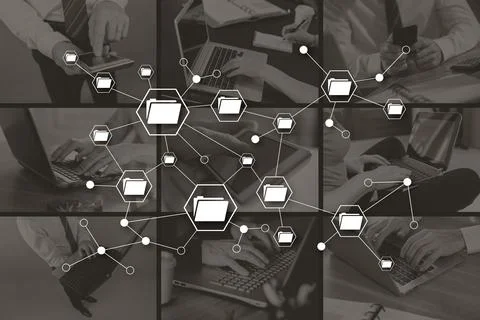 Concept of data exchange Stockfoto's