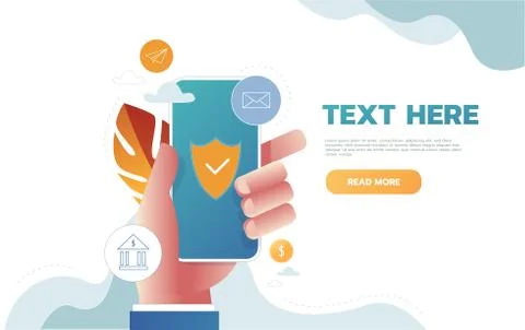 Concept data protection, internet security for web page, banner, presentation Illustrazione stock