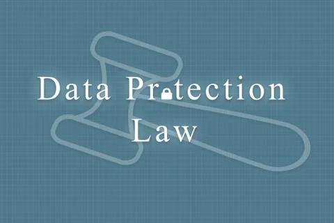 Concept of data protection law with gavel hammer as background. Stock Illustration