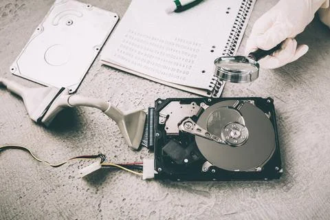 Concept of data recovery Concept of data recovery, engineer is recovering ... Stock Photos
