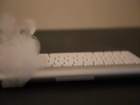 Concept data safety smoke layer over computer keayboard Stock Footage 73364418