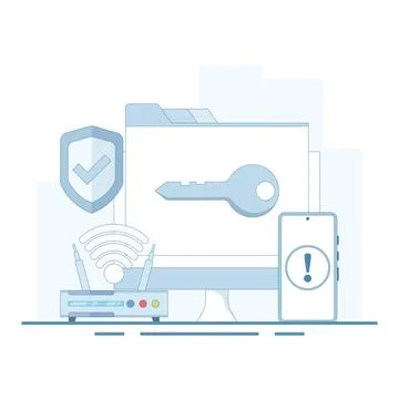 The concept is data security access, internet security, data protection. 스톡 일러스트