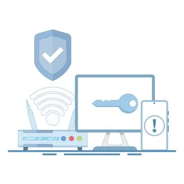 The concept is data security access, internet security, data protection. Illustrazione stock