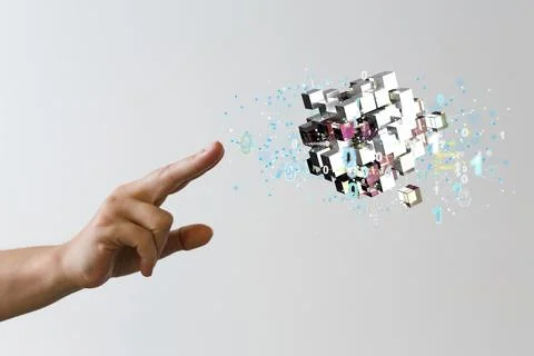 Concept of data security and cloud technology; a 3D rendering Stock Photos