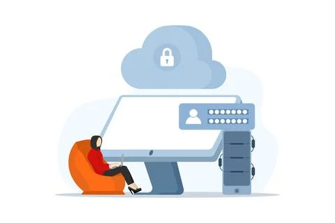 Concept of database and personal data security, cyber data security, server data Stockillustratie