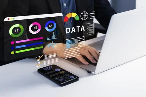 Concept of database management and business information through digital sys.. Stock Photos