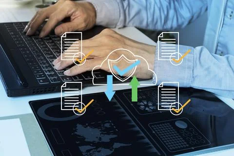 Concept of database management and business information through digital sys.. Foto stock