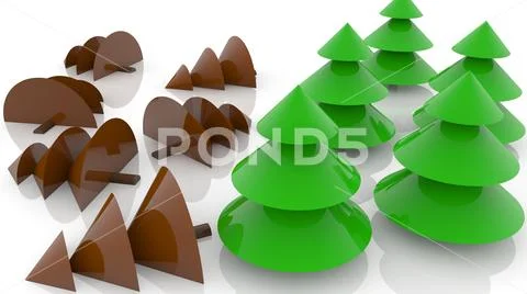 Concept of dead and green abstract spruces.Save forest environment concept Stock Illustration