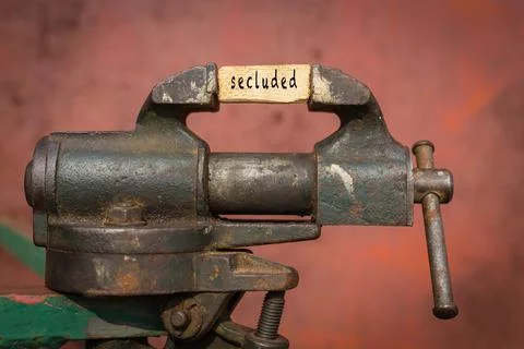 Concept of dealing with problem. Vice grip tool squeezing a plank with the wo Stock Photos
