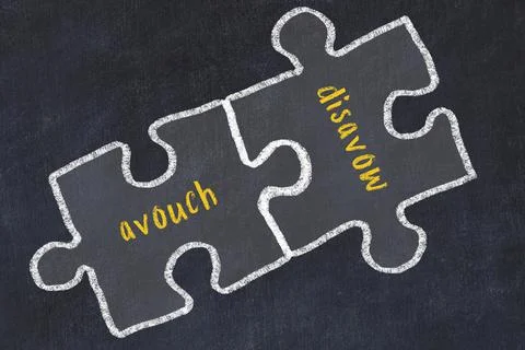 Concept of dealing with troubles. Chalk sketch of connecting puzzles with wor Stock Illustration