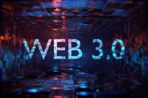Concept of decentralized internet. 3d render. The inscription web 3.0 in the 스톡 일러스트