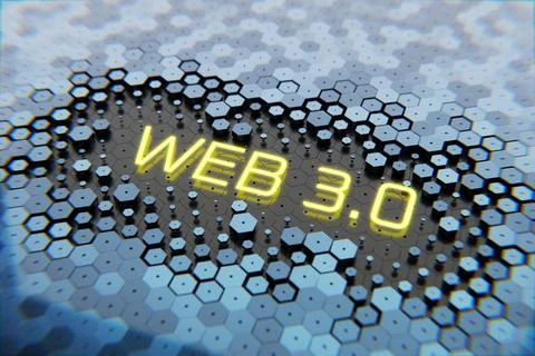 Concept of decentralized, technology and upgrade web 3.0. WEB 3.0 sign on an Stock Illustration