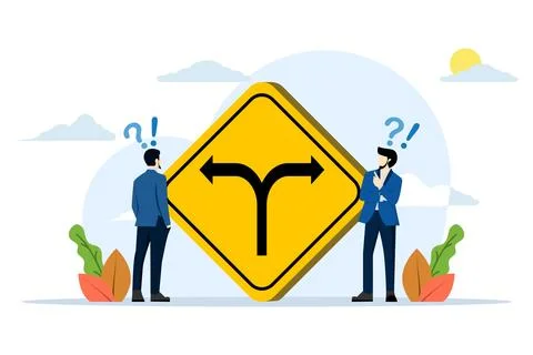Concept of decision to choose a path, alternative or choice. Stock Illustration