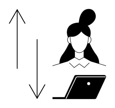 Concept of Decision Making and Data Analysis with Businesswoman Using Laptop Illustrazione stock