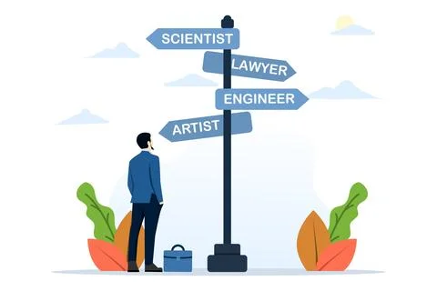 Concept of decision making for career path, career guidance and development. Stockillustratie
