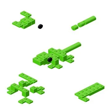 Concept with deconstruction Gecko from plastic blocks. Vector Stock Illustration