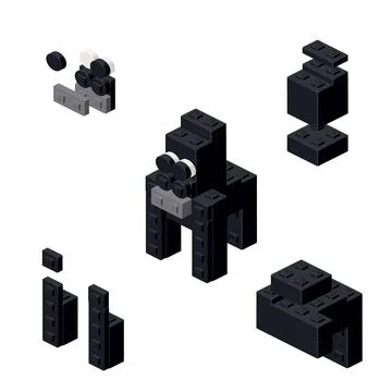 Concept with deconstruction gorilla from plastic blocks. Vector Stock-Illustration