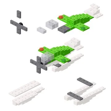 Concept with deconstruction hydroplane from plastic blocks. Vector Stock Illustration