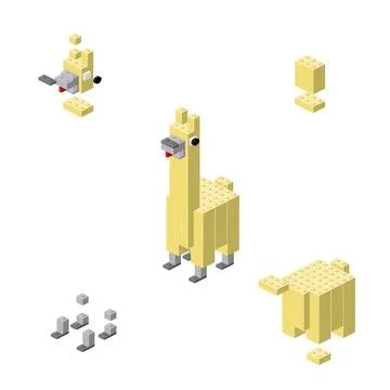 Concept with deconstruction lama from plastic blocks. Vector Stock Illustration