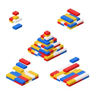 Concept with deconstruction pyramid from plastic blocks. Vector Stock Illustration