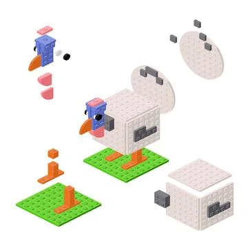 Concept with deconstruction turkey from plastic blocks. Vector Stock-Illustration