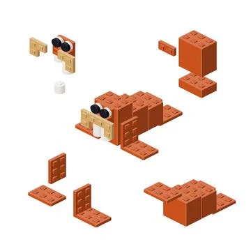 Concept with deconstruction walrus from plastic blocks. Vector Stock-Illustration