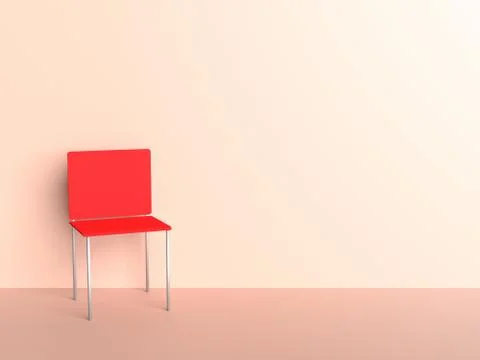 Concept decor background with red chair and blank space on wall Illustrazione stock