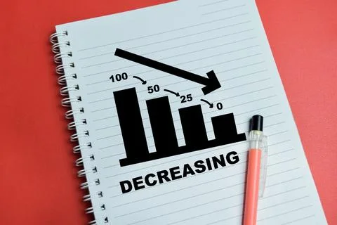 Concept of decreasing bar chart write on book isolated on table. Stock Photos