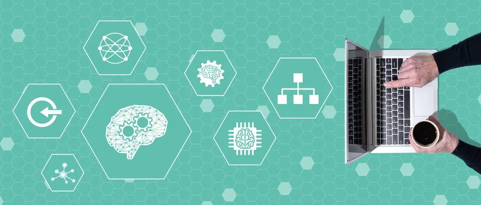 Concept of deep learning Stockfoto's