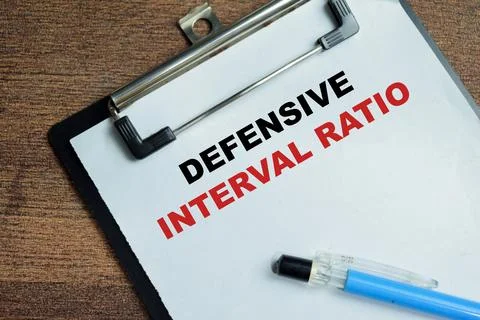 Concept of defensive interval ratio write on clipboard Stock Photos