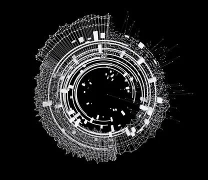 Concept Design Abstract Architecture or HUD Element or Space Station 库存插图