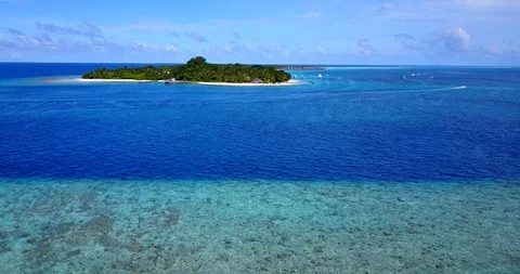 Concept design from bright panorama of an isolated exotic island Stock Footage 119194941