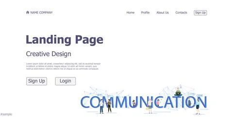 Concept design concept communication resource landing page website - Vector Stock Illustration