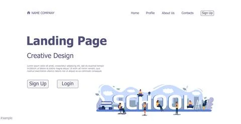 Concept design concept online school landing page website - Vector Illustrazione stock