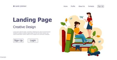 Concept design concept online school landing page website - Vector Illustrazione stock
