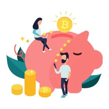 Concept design of cryptocurrency technology Illustrazione stock