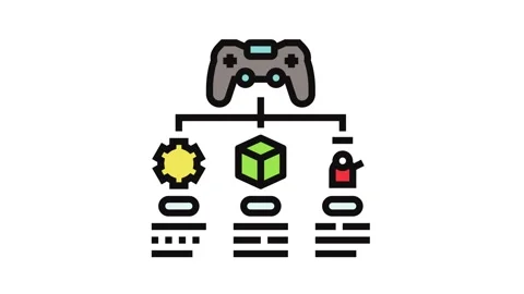 Concept design game development color icon animation Stock Footage 326105484