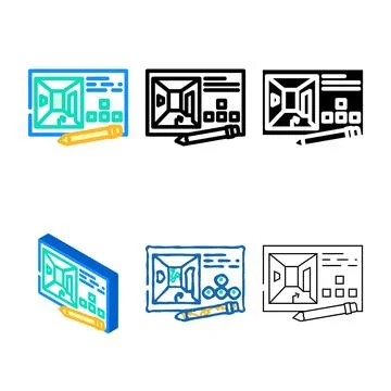 Concept design game development color icon vector forms 스톡 일러스트