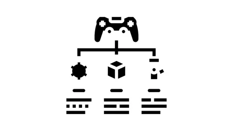 Concept design game development glyph icon animation Stock Footage 326152222
