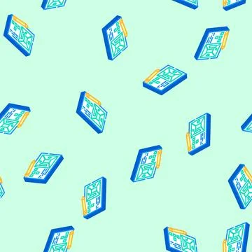 Concept design game development isometric icon seamless pattern Stock Illustration